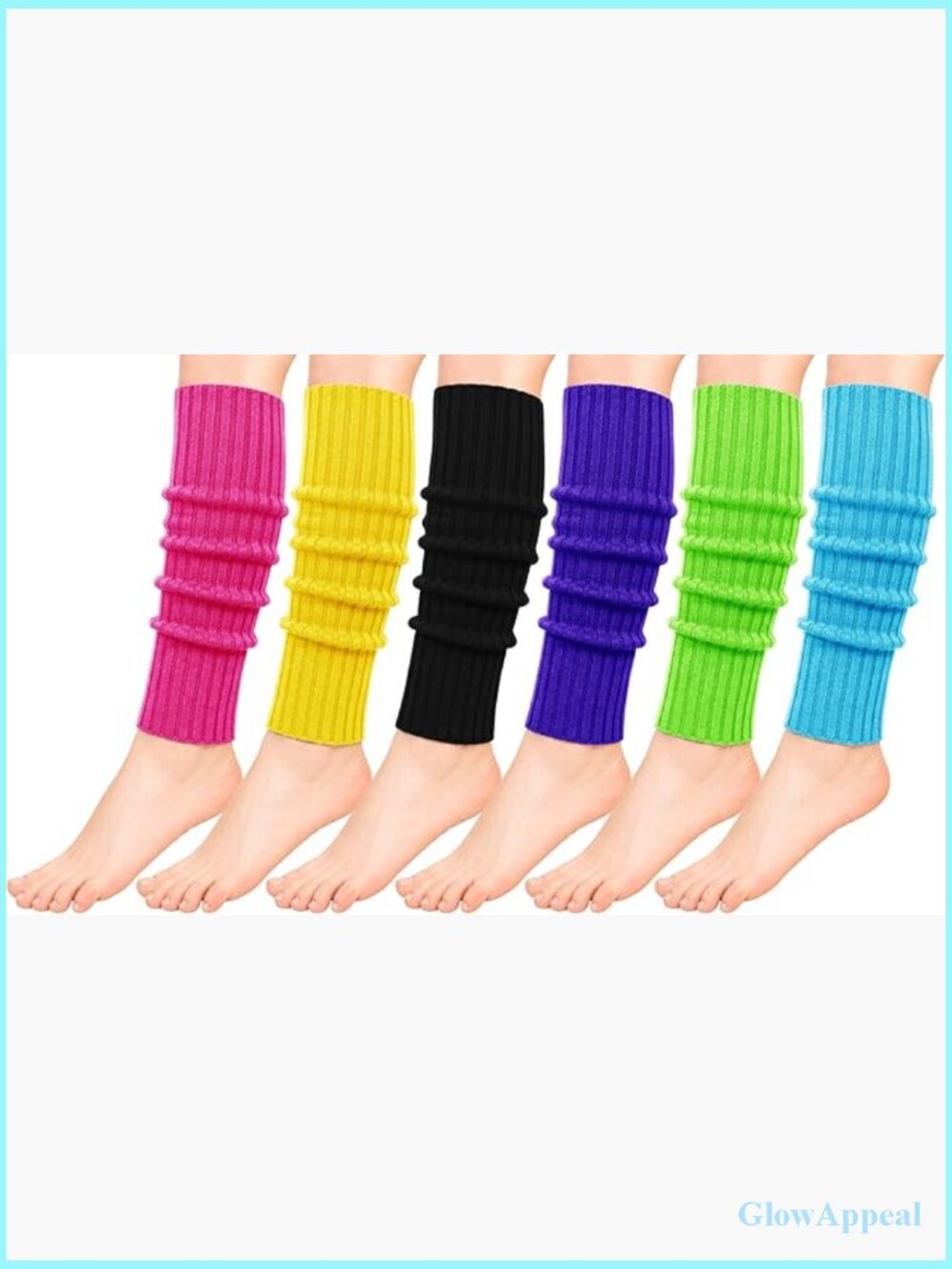 6 Pair Pack Knee High Cable Knit Leg Warmers for Women - Retro 80s Workout Yoga